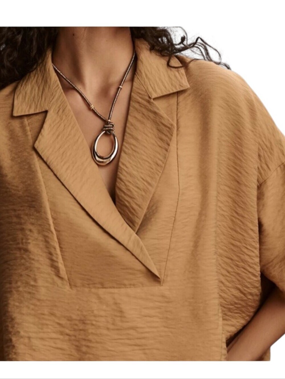 Anthropologie The Dylon Short Sleeve Top Womens M Brown Tan Oversized